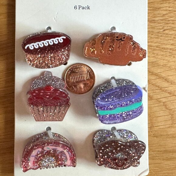 Mini Claw Clips, Cat & Jack™ Set of 6 Bakery Dessert Themed, Multicolor Glitter - Picture 16 of 16